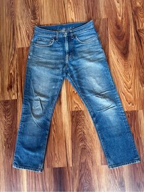 GU Japan Straight Fit Denim Jeans in Faded Blue 100% Cotton (Size 30)